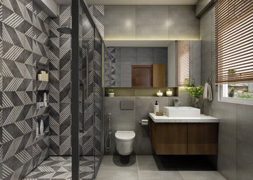 Classy Dark Themed Bathroom With Cove light